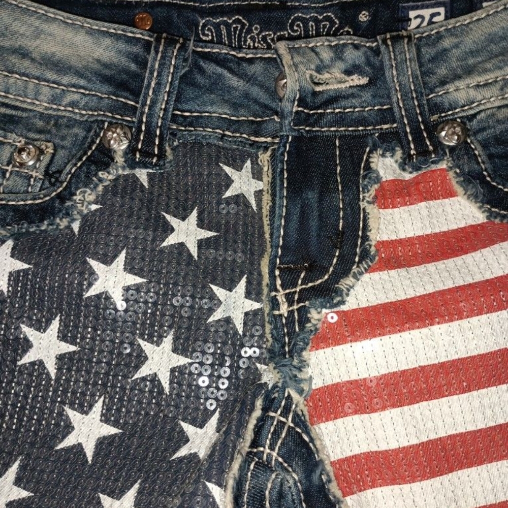 Miss Me American Flag Denim Shorts Brand New In Bag Size 25